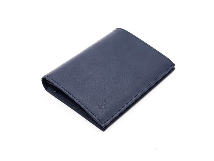 Portefeuille "Luxe" en cuir bleu - 13 cm - PM-028-01