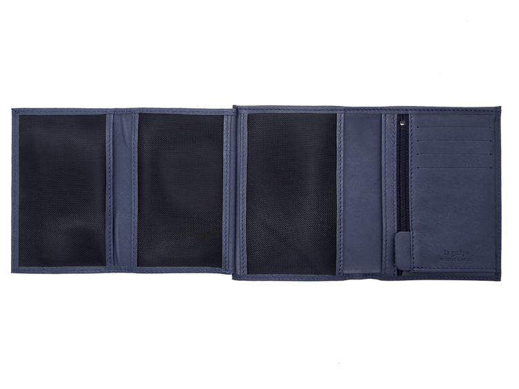 Portefeuille "Luxe" en cuir bleu - 13 cm - PM-028-01