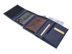 Portefeuille "Luxe" en cuir bleu - 13 cm - PM-028-01