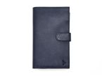 Compagnon "Luxe" en cuir bleu - double avec patte - PM-027-01