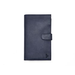 Compagnon "Luxe" en cuir bleu - double avec patte - PM-027-01