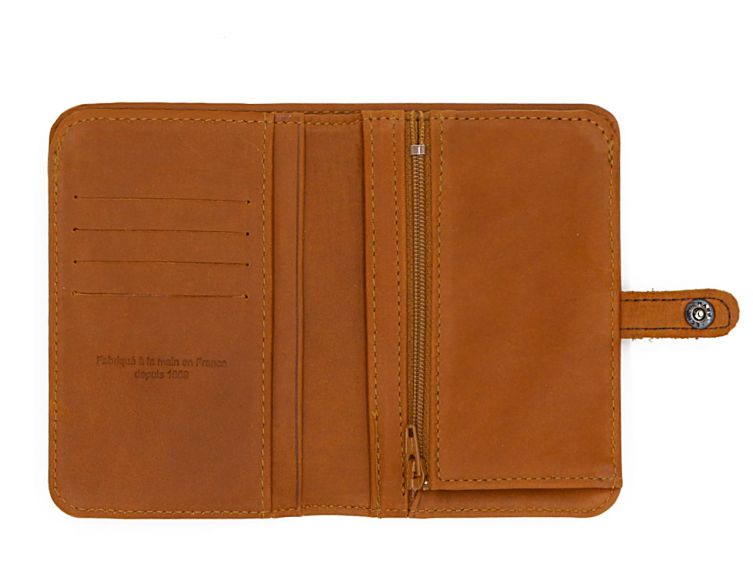 Portefeuille 2 volets en cuir fauve- 901