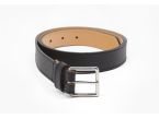 Ceinture cuir noir doublé, boucle inox carrée 5100