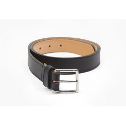 Ceinture cuir noir doublé, boucle inox carrée 5100