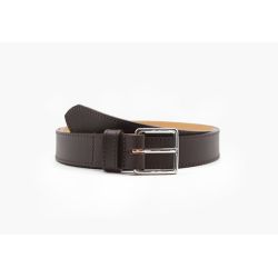 Ceinture cuir marron foncé doublé, boucle inox carrée 5100