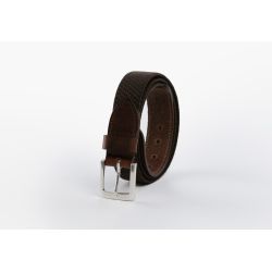 Ceinture élastique en cuir marron foncé - 10103