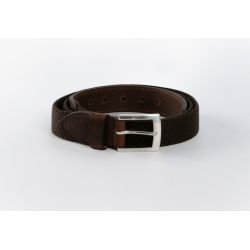 Ceinture élastique en cuir marron foncé - 10103