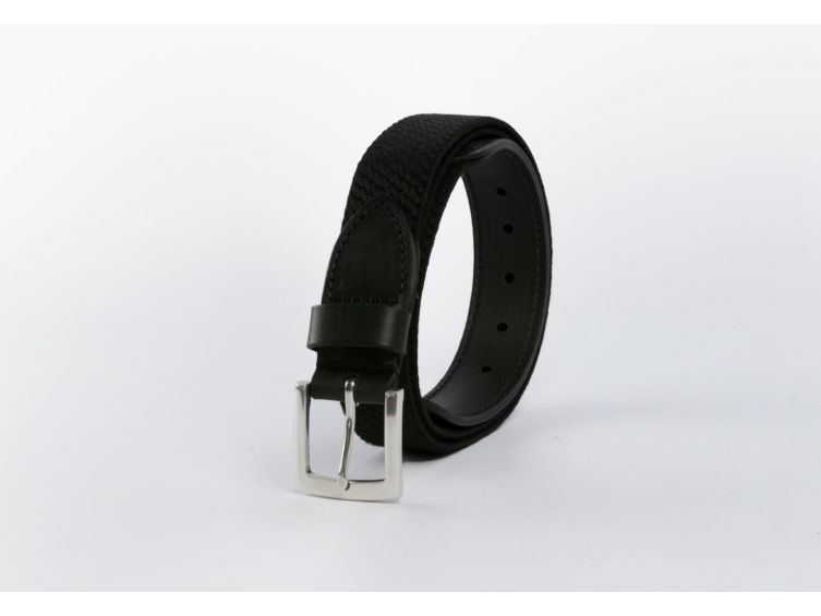 Ceinture élastique en cuir noir - 10103