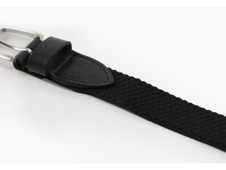 Ceinture élastique en cuir noir - 10103