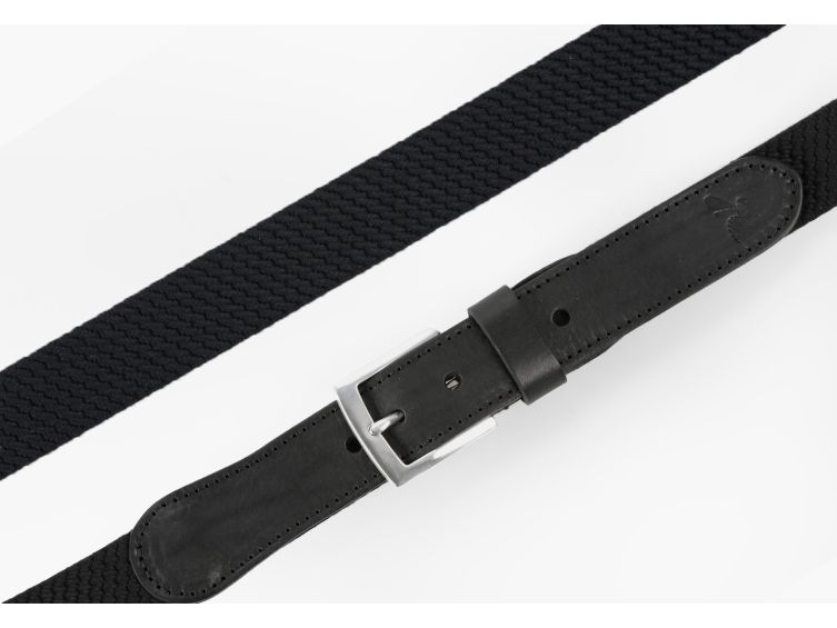 Ceinture élastique en cuir noir - 10103