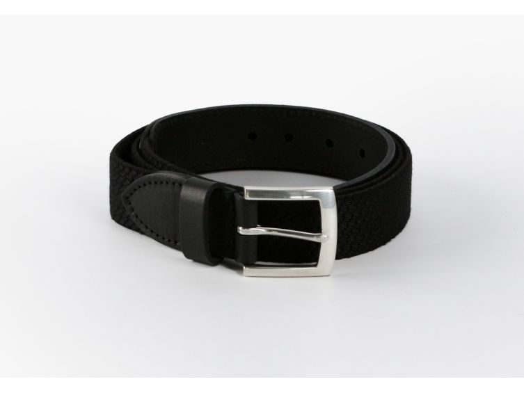 Ceinture élastique en cuir noir - 10103