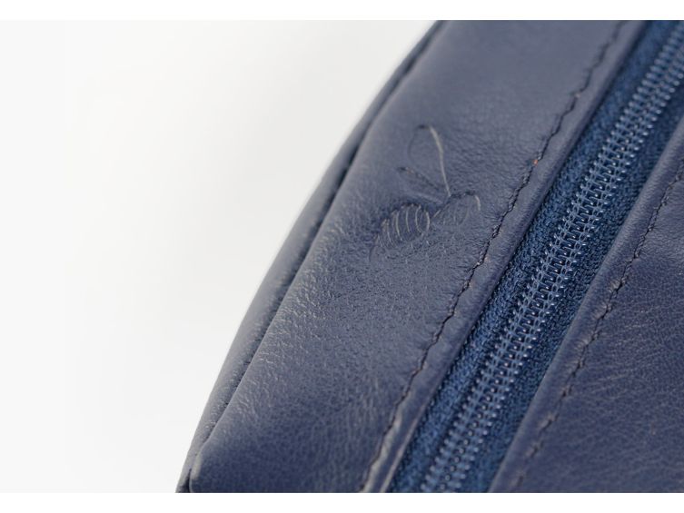 Porte-monnaie grain de café "Luxe" tout cuir bleu - PM-035-01 