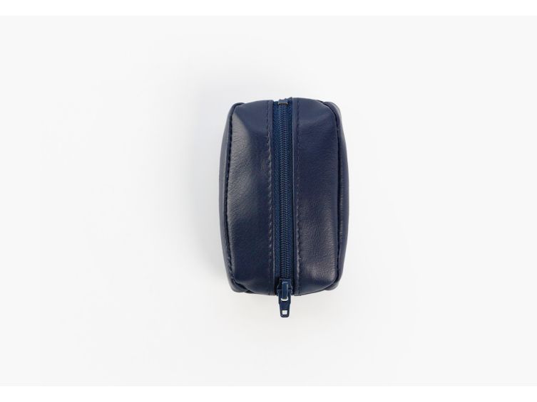 Porte-monnaie grain de café "Luxe" tout cuir bleu - PM-035-01 