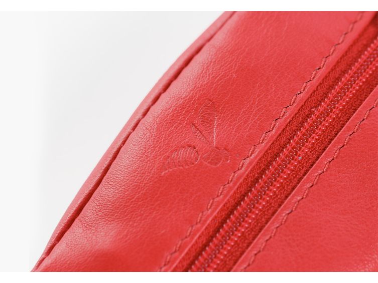 Porte-monnaie grain de café "Luxe" tout cuir rouge - PM-035-01 