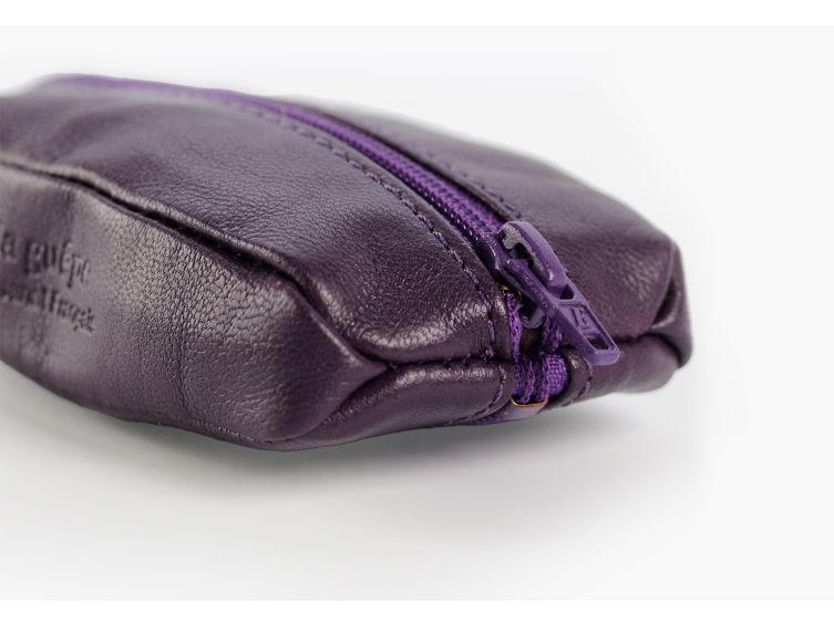 Porte-monnaie grain de café "Luxe" tout cuir myrtille - PM-035-01 