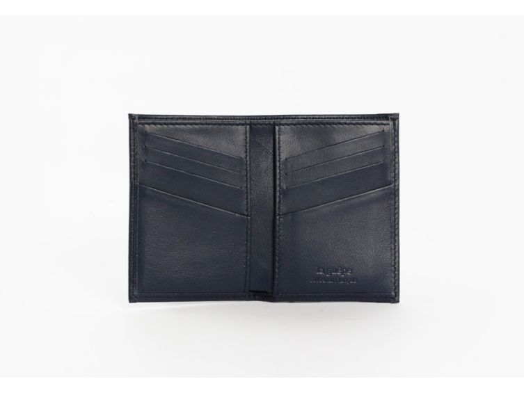 Porte-cartes "Luxe" tout cuir bleu 8 Cartes - PM-018-01 