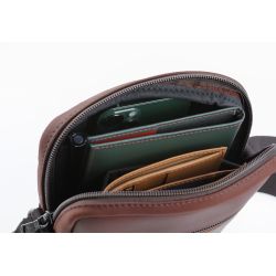 Sacoche à bandoulière en cuir cognac - 9008