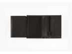 Portefeuille "Luxe" en cuir noir - 15 cm 4 volets - PM-019-01