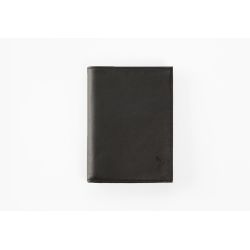 Portefeuille "Luxe" en cuir noir - 15 cm 4 volets - PM-019-01