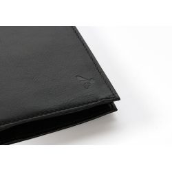 Portefeuille "Luxe" en cuir noir - 15 cm 4 volets - PM-019-01