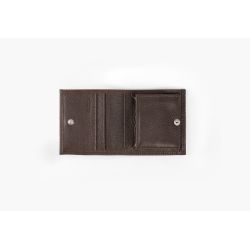 Porte-monnaie carré en cuir marron - 367