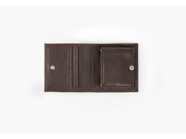 Porte-monnaie carré en cuir marron - 367