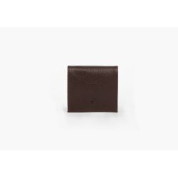 Porte-monnaie carré en cuir marron - 367