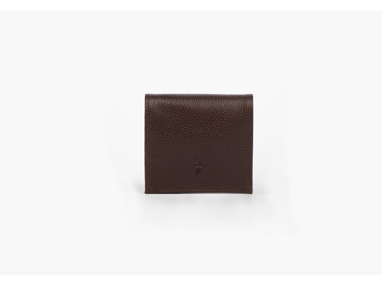 Porte-monnaie carré en cuir marron - 367