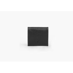 Porte-monnaie carré en cuir noir - 367