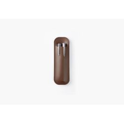 Etui 2 stylos en cuir marron - ET504