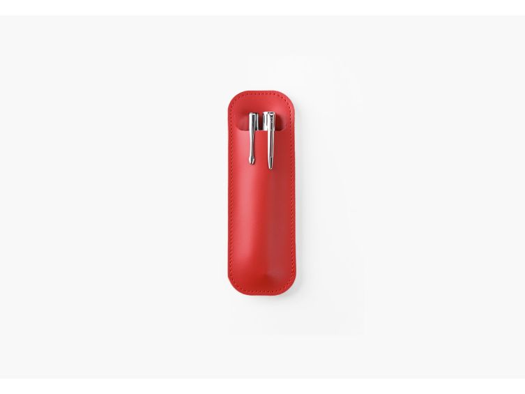 Etui 2 stylos en cuir rouge - ET504