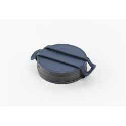 Sous-Verre rond en cuir bleu cobalt, set de 6