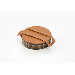 Sous-Verre rond en cuir gold, set de 6