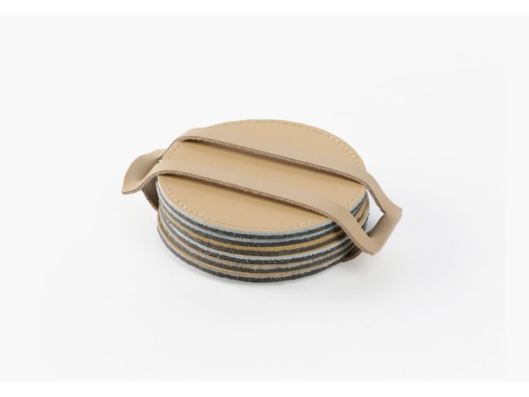 Sous-Verre rond en cuir beige café latte, set de 6