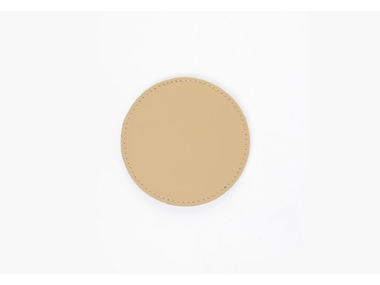 Sous-Verre rond en cuir beige café latte, set de 6