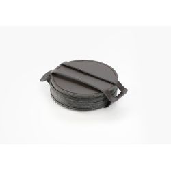 Sous-Verre rond en cuir marron foncé, set de 6