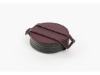 Sous-Verre rond en cuir bordeaux, set de 6
