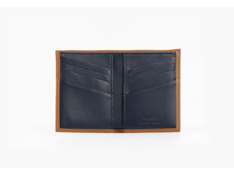 Porte-cartes "Luxe" tout cuir gold et bleu 8 Cartes - PM-018-01