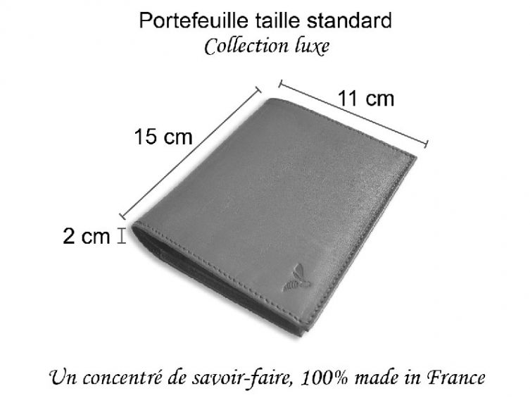 Portefeuille luxe en cuir marron - 15 cm - C1140