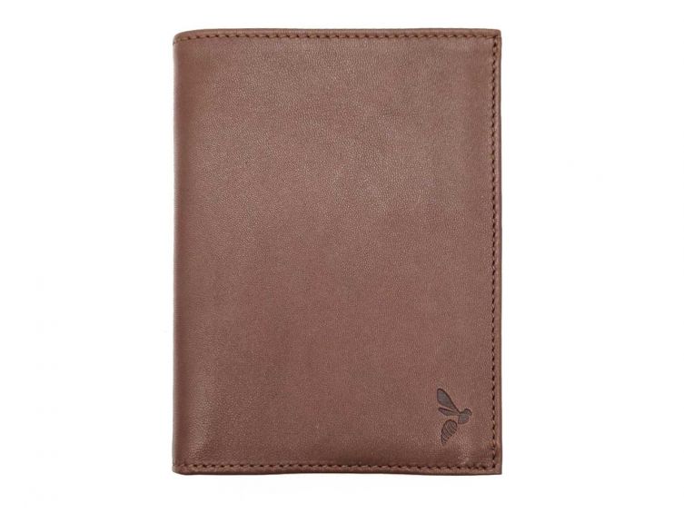 Portefeuille "Luxe" en cuir marron - 15 cm 4 volets - PM-019-01