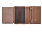 Portefeuille "Luxe" en cuir marron - 15 cm 4 volets - PM-019-01