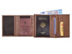 Portefeuille "Luxe" en cuir marron - 15 cm 4 volets - PM-019-01