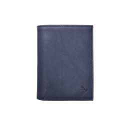 Portefeuille "Luxe" en cuir bleu - 13 cm - PM-028-01