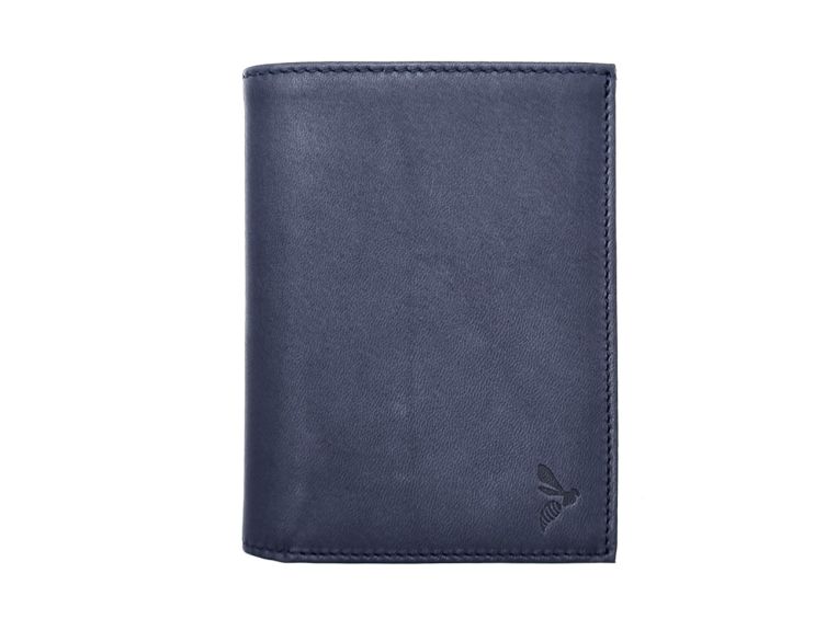Portefeuille "Luxe" en cuir bleu - 13 cm - PM-028-01