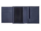 Portefeuille "Luxe" en cuir bleu - 13 cm - PM-028-01