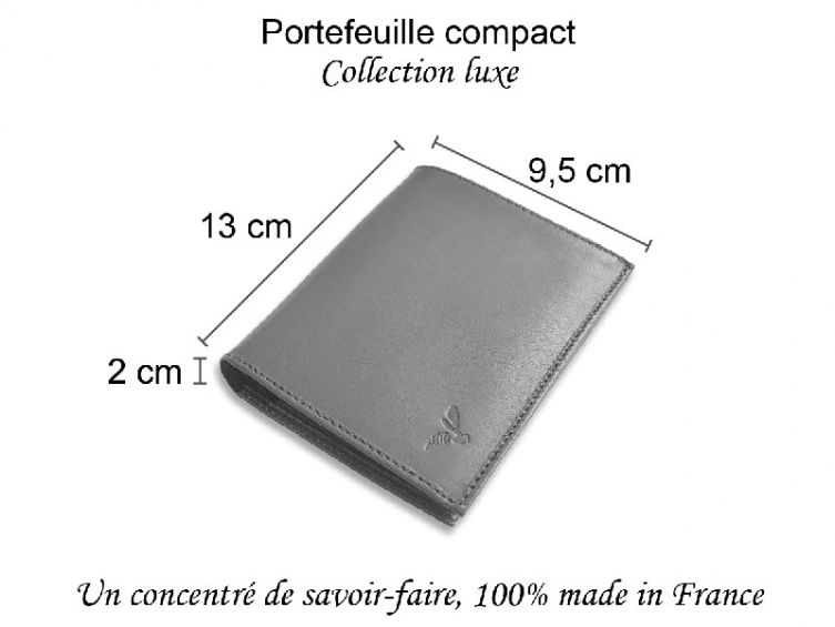 Portefeuille luxe en cuir marron - 13 cm - C1110