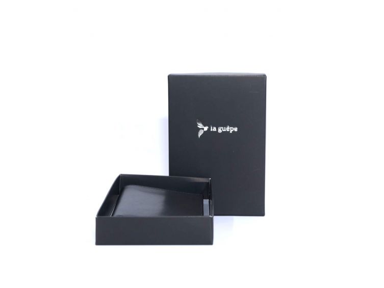 Portefeuille luxe en cuir couleur noir - 13 cm - C1110