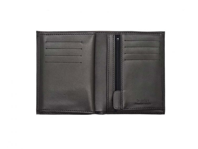 Portefeuille luxe en cuir noir - 13 cm - PM-028-01