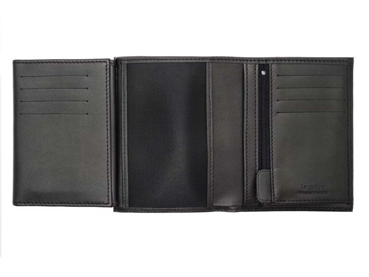 Portefeuille luxe en cuir noir - 13 cm - PM-028-01