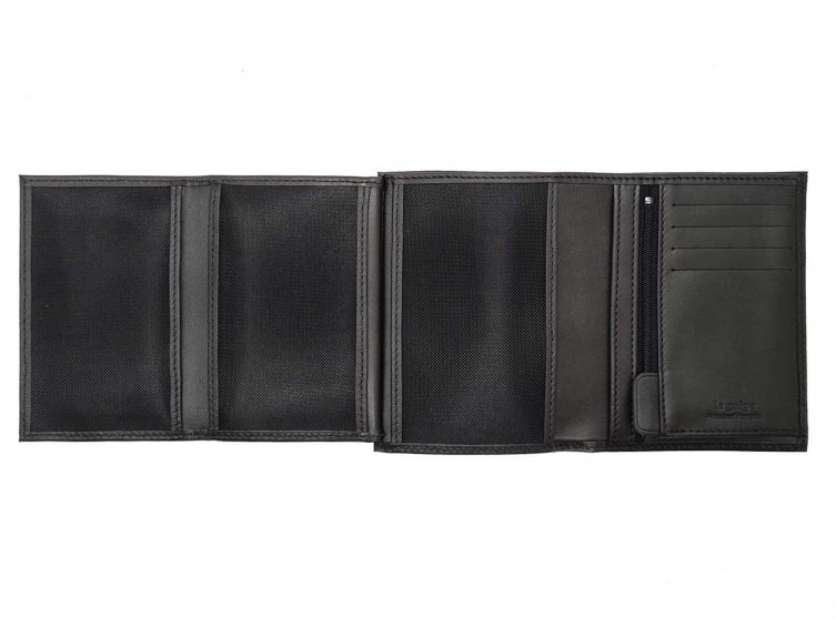 Portefeuille luxe en cuir noir - 13 cm - PM-028-01